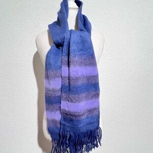 Chilean Alpaca Blue Purple Ombre Scarf with Tassels New Unisex